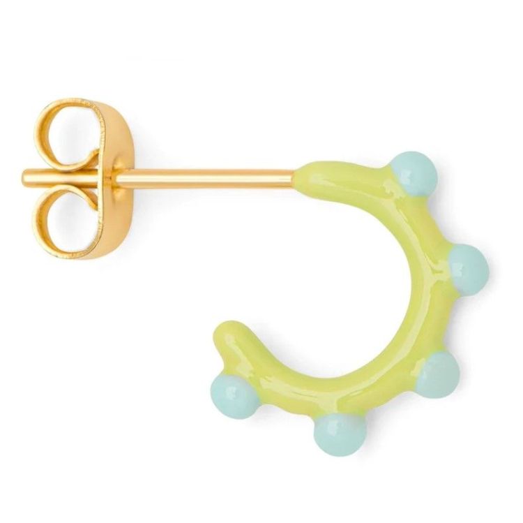 LULU COPENHAGEN Oorbel - Color Hoop Dot - Mint & Silk Light Green