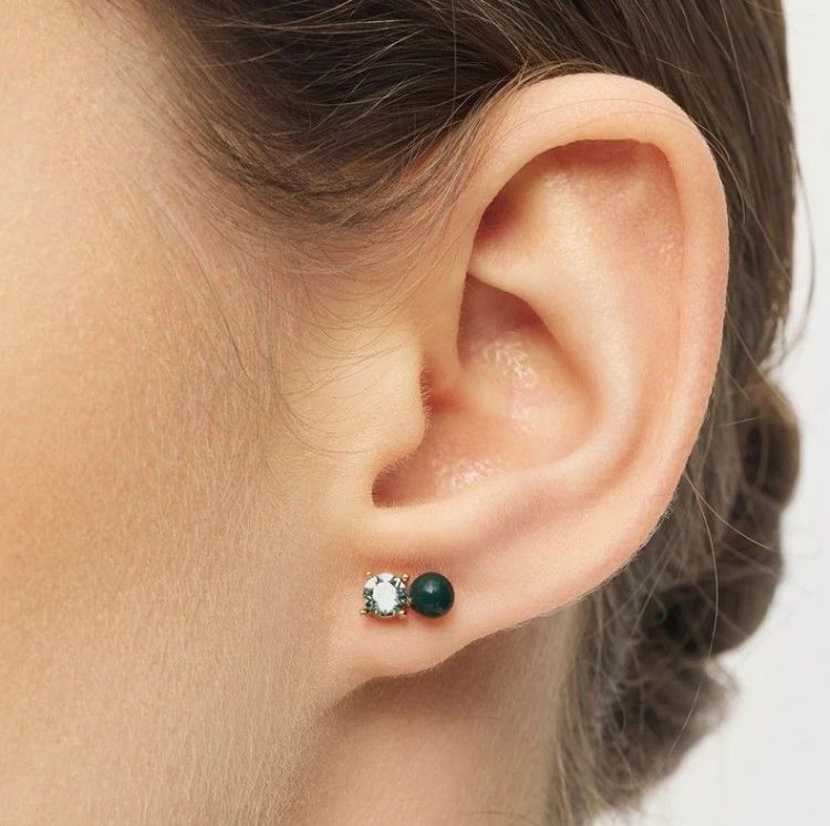 LULU COPENHAGEN Oorbel - Diamond eye - Gold/North sea green