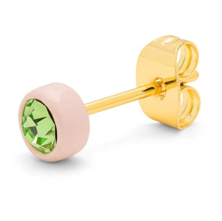 LULU COPENHAGEN Oorbel - Gala Crystal - Olivine & Silk Light Pink