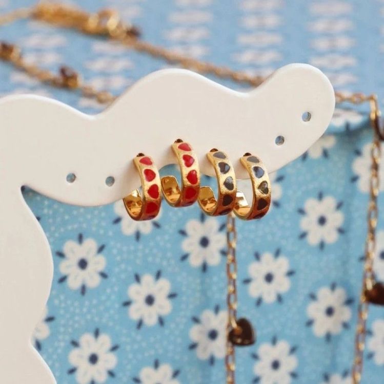 LULU COPENHAGEN Oorbellen - Love repeat hoops pair - Goud / cacao powder