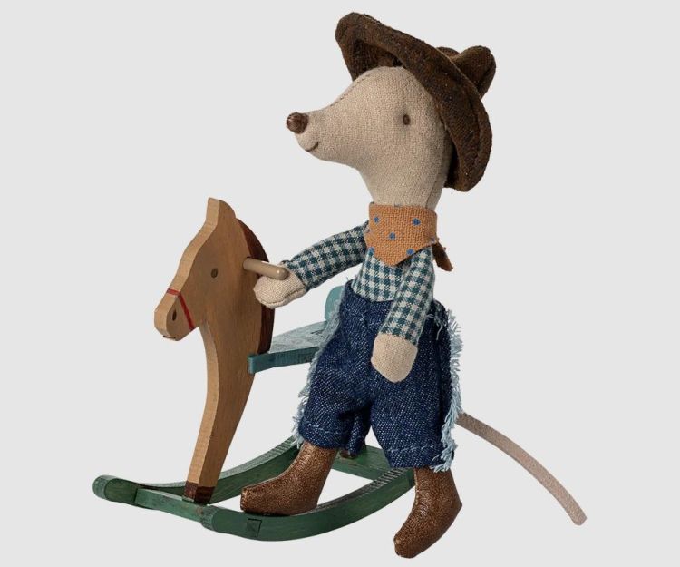 Maileg Muis - Cowboy met schommelpaard
