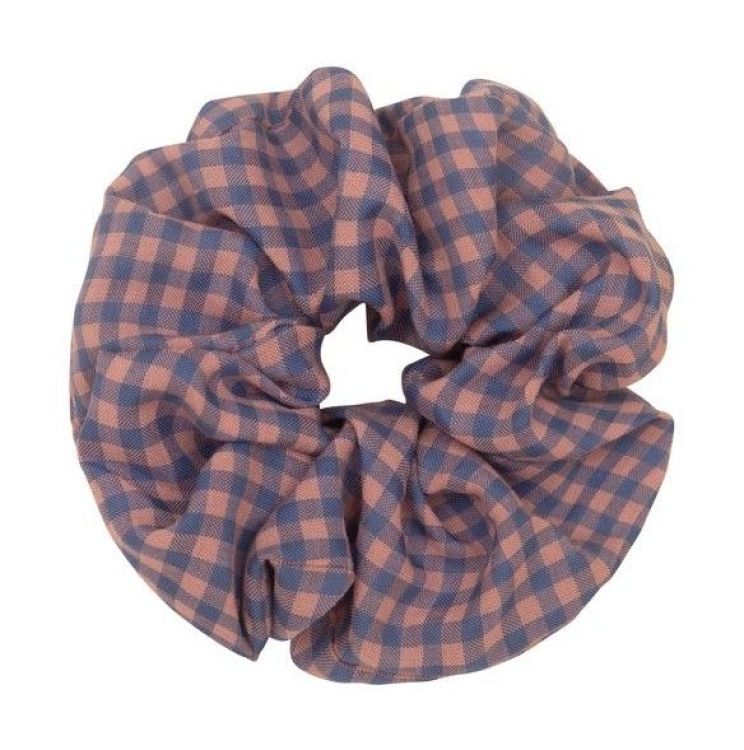 Mimi and Lula Ponies - Grote scrunchie checkered blauw