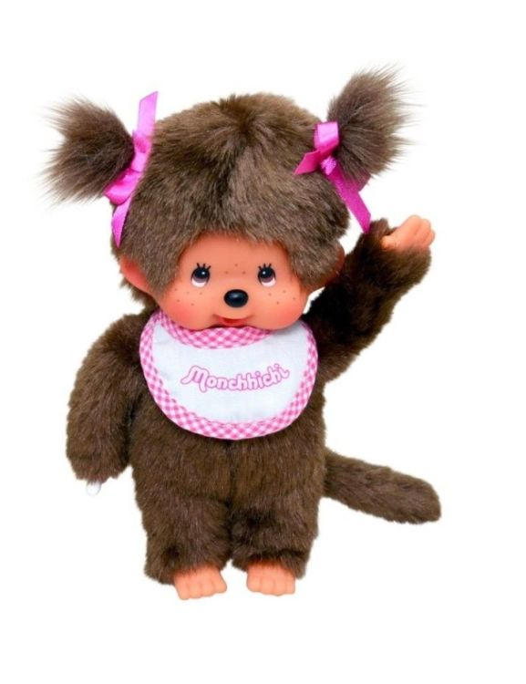 Monchhichi Monchhichi knuffel - Meisje met slabbetje roze
