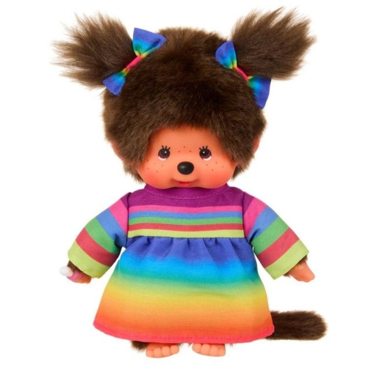 Monchhichi Monchhichi knuffel - Regenboogjurkje