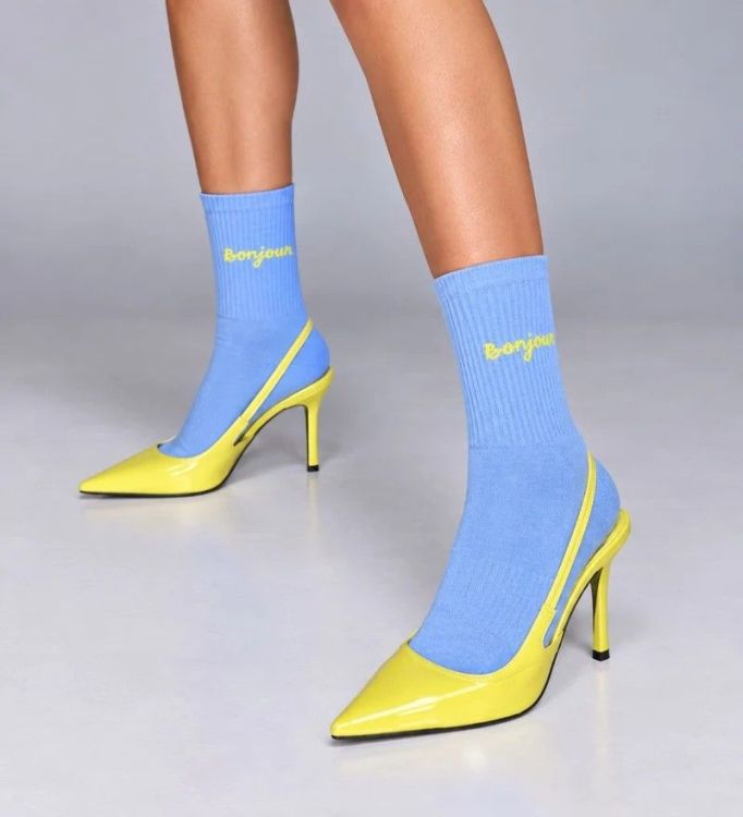 NBDC Sokken - Bonjour Blue/Yellow - maat 35/38