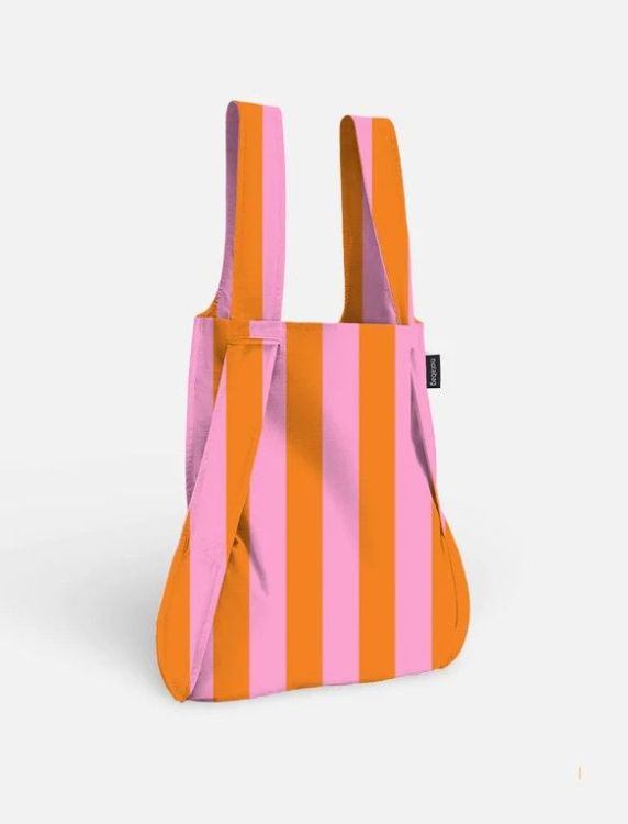 notabag Tote-en Rugzak - Orange/pink stripes