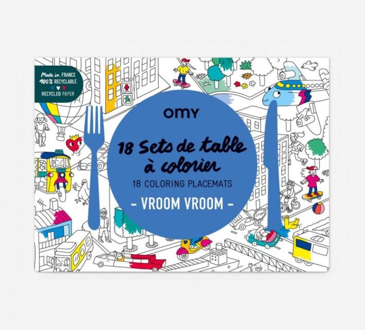 OMY Papieren placemats ( 18 stuks ) - Vroom vroom