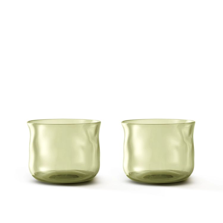 Paveau Glazen Swirl small - Moss - Set van 2