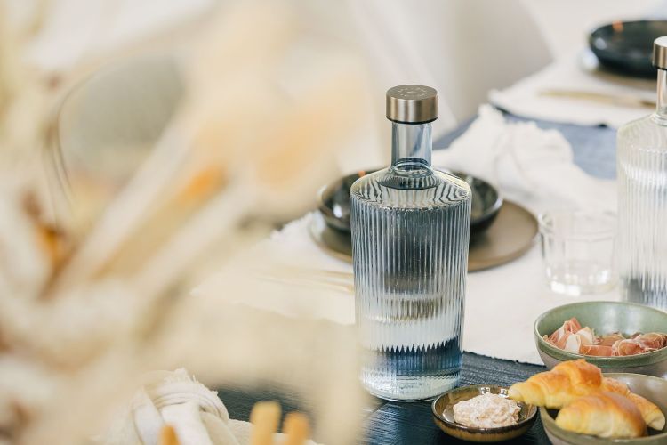 Paveau Waterfles Ribbed - Twilight Blue