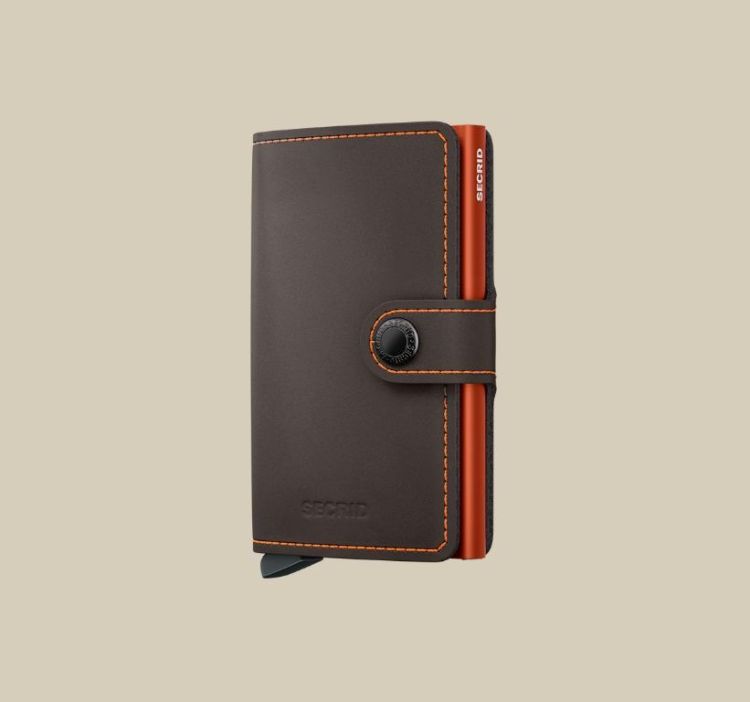 Secrid Mini wallet - Matte truffle & orange