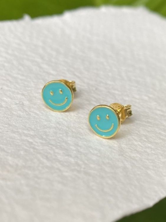 Selva Sauvage Oorbellen - Smiley studs turquoise