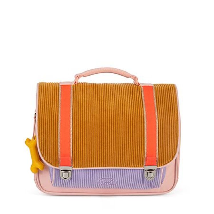 STONES and BONES Boekentas - Cassis - Corduroy honey + lavender