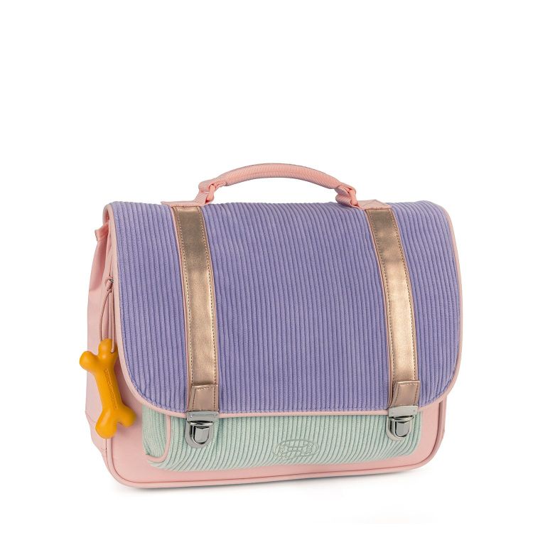 STONES and BONES Boekentas - Cassis - Corduroy lavender + aqua