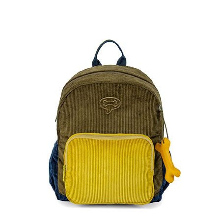 STONES and BONES Kleuterrugzak - Ash - Corduroy khaki + ocre