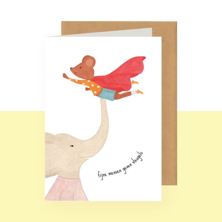 Studio Bertha Dubbele wenskaart – Fijne mensen geven vleugels