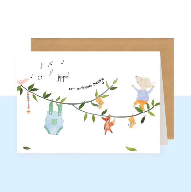 Studio Bertha Dubbele wenskaart – Jippie een ieniemini mensje