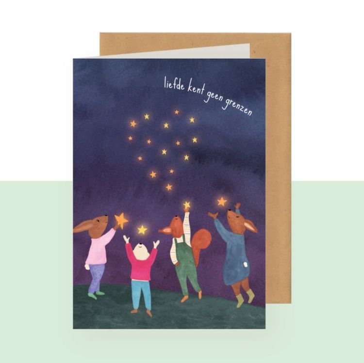 Studio Bertha Dubbele wenskaart - Liefde kent geen grenzen