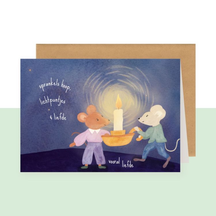 Studio Bertha Dubbele wenskaart – sprankels hoop, lichtpuntjes en liefde – vooral liefde