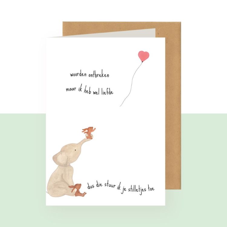 Studio Bertha Dubbele wenskaart - Woorden ontbreken maar ik heb wel liefde