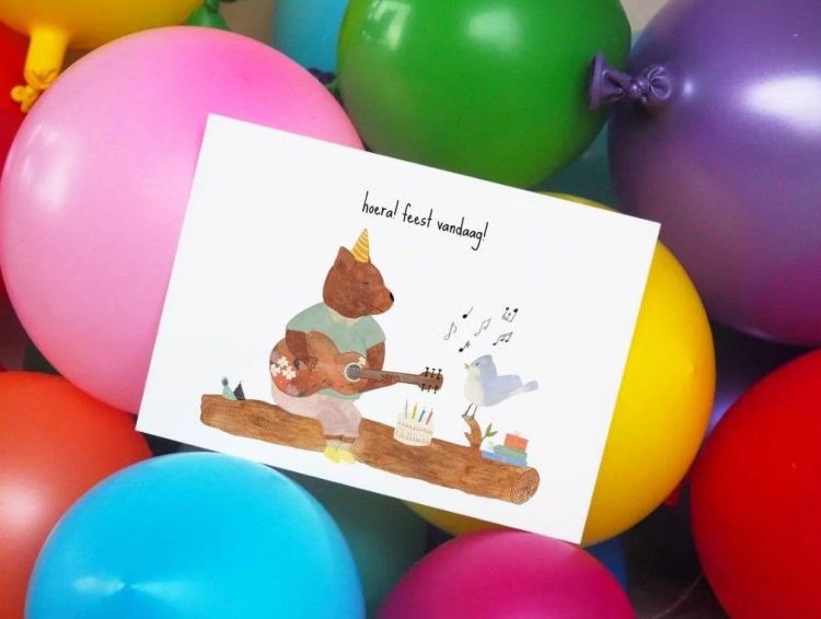 Studio Bertha Postkaart - Hoera! feest vandaag!
