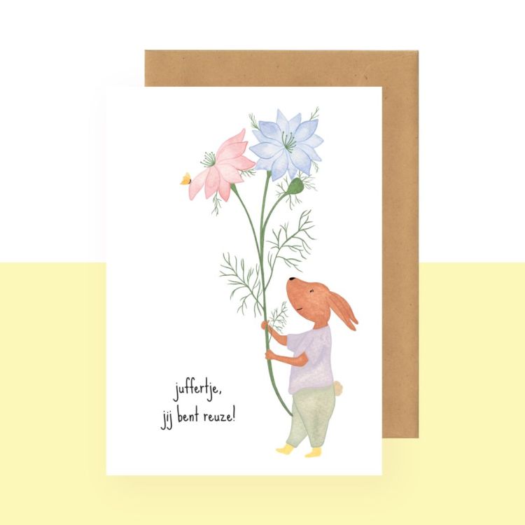 Studio Bertha Postkaart - Juffertje, jij bent reuze!