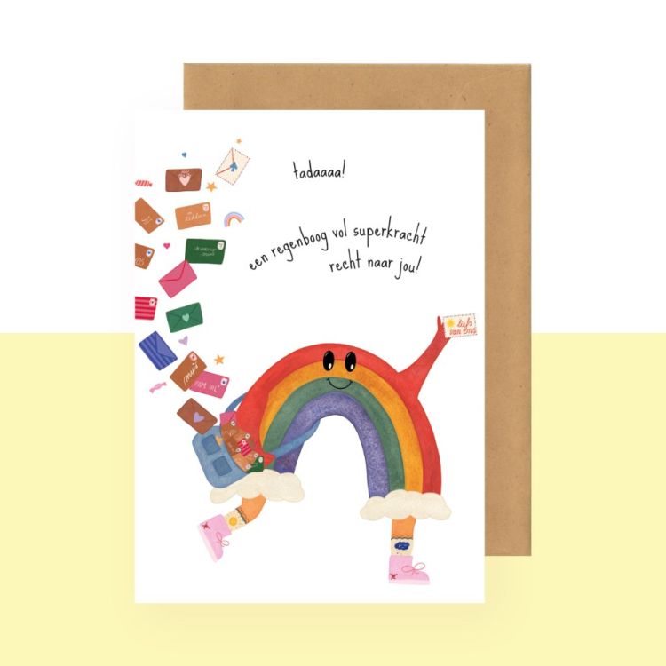 Studio Bertha Postkaart - Tadaaaa! Een regenboog vol superkracht recht naar jou!