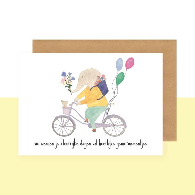 Studio Bertha Postkaart - We wensen je kleurrijke dagen vol heerlijke genietmomentjes