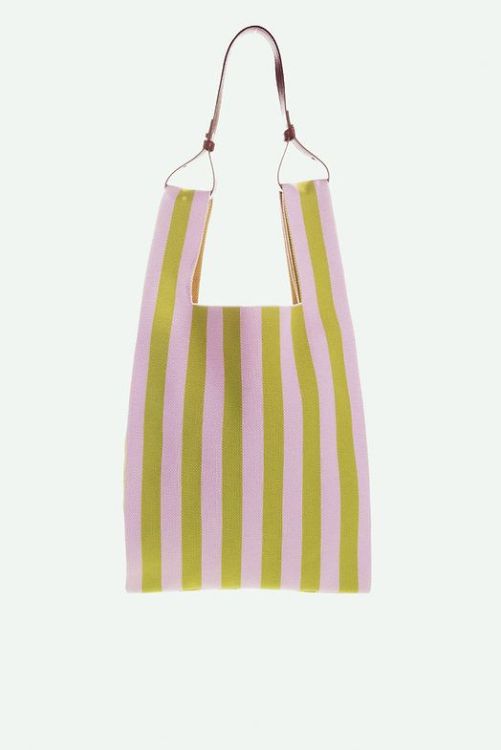 The Sticky Sis Club Market bag | il sole | knitted stripes | dolce pink + lemon leaf