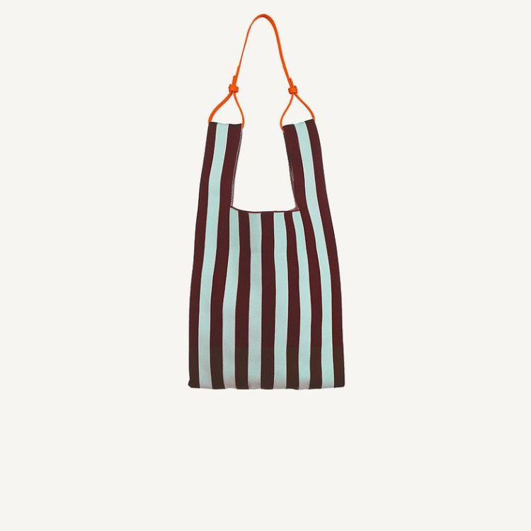 The Sticky Sis Club Market bag | knitted stripes | mist + fig