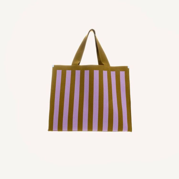 The Sticky Sis Club Shopper | knitted stripes | sunset lilac + costa green