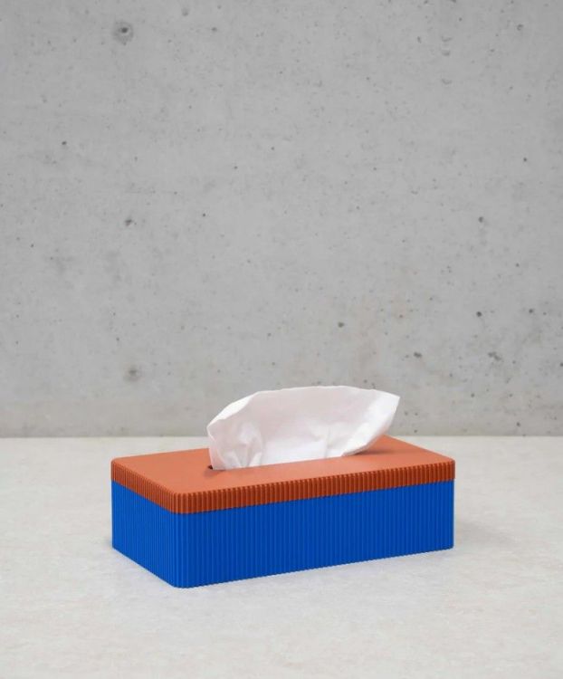 Wavy Tissue box - Blue lego /Metallic brick