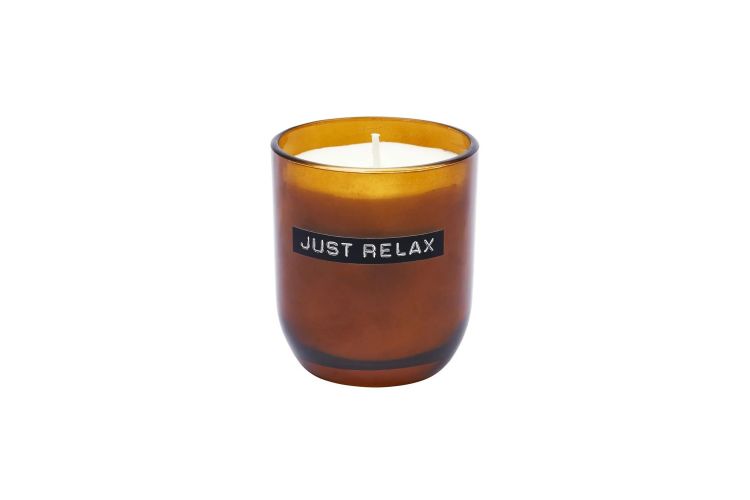 Wellmark Geurkaarsje - Just relax ( bruin glas )