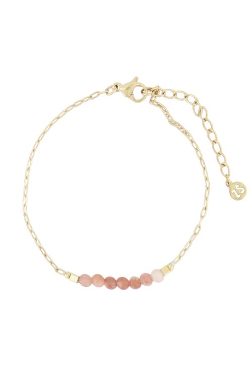 Zusss Armband met steentjes - Roze/ goud