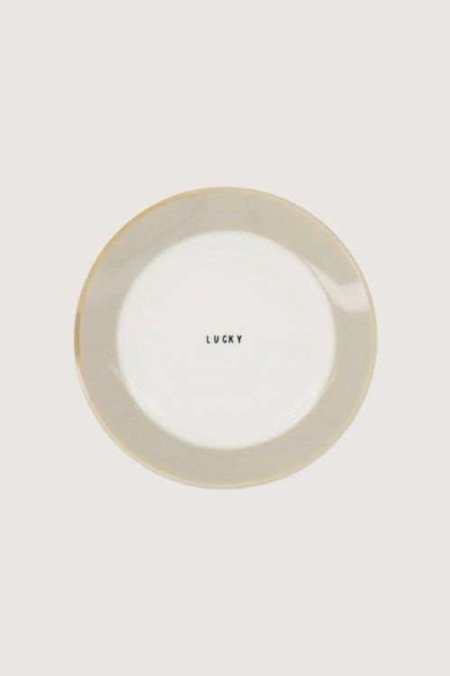 Zusss Gebaksbordje - Lucky - Wit/zand