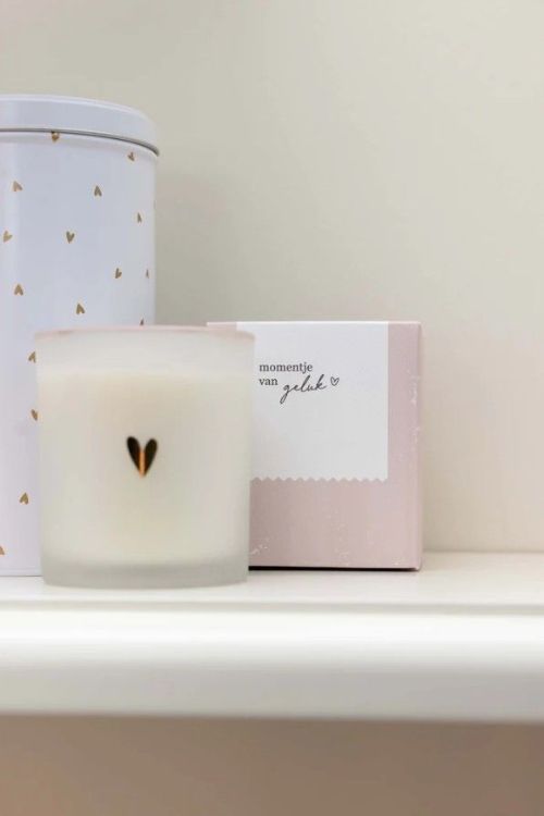 Zusss Geurkaars in doosje - Momentje van geluk - Wit/goud/roze