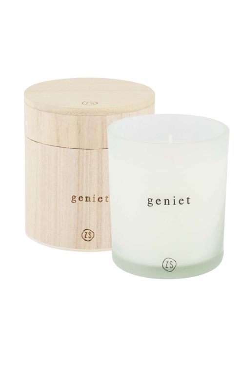 Zusss Geurkaars in houten potje - Geniet