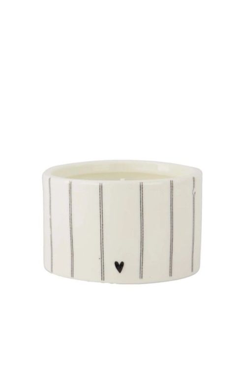 Zusss Geurkaars keramiek - Streepjes/hartje - zand/antraciet