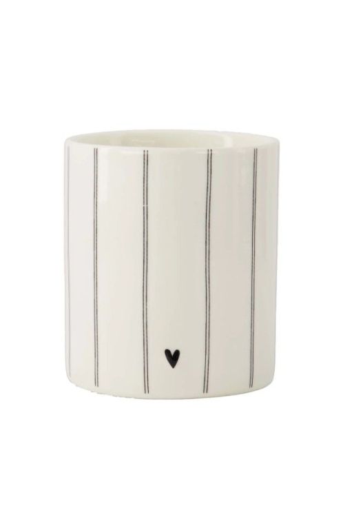 Zusss Geurkaars keramiek - Streepjes/hartje - zand/antraciet