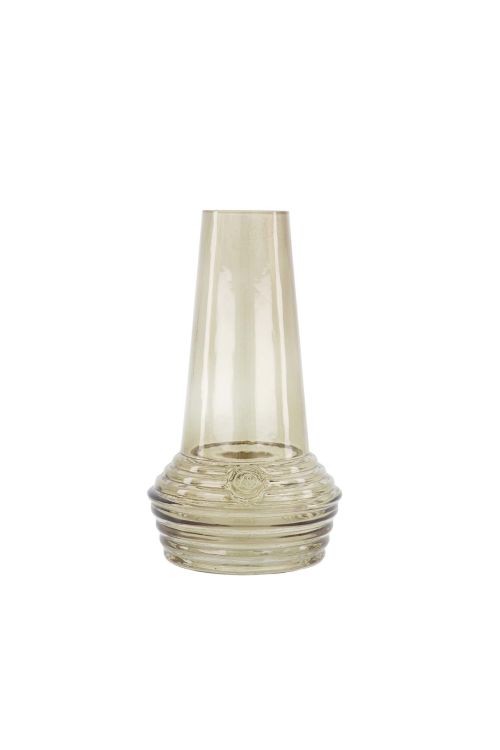 Zusss Glazen vaas met ribbels - Grijs/ groen