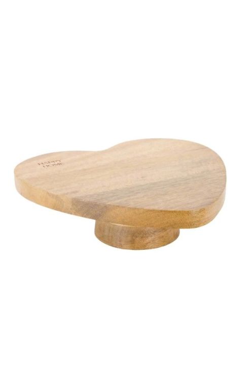 Zusss Houten taartplateau - Hartje/Happy Home - naturel