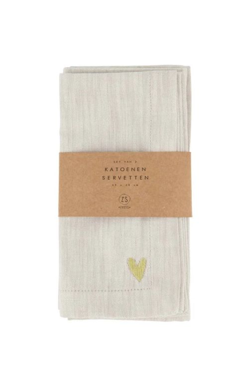 Zusss Katoenen servetten - Hartje - Set van 2