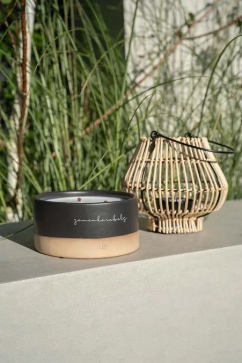 Zusss Keramieken buitenkaars - Antracietgrijs/zand - Aloë vera