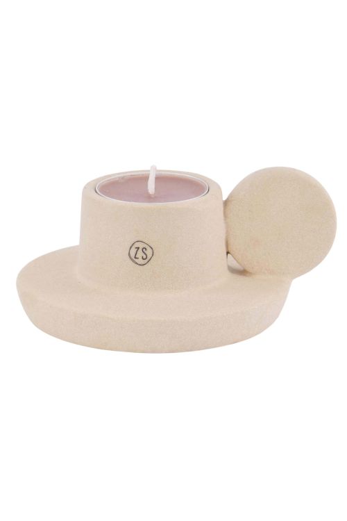 Zusss Keramieken waxinelichthouder met oor - Gespikkeld zand
