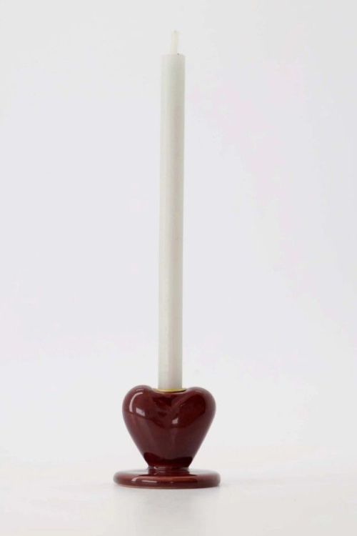 Zusss Klein kandelaartje keramiek - hartje - donkerrood
