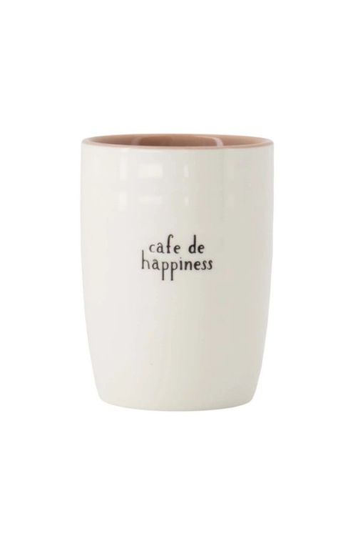 Zusss Koffiemok Cafe de happiness - Wit/zwart