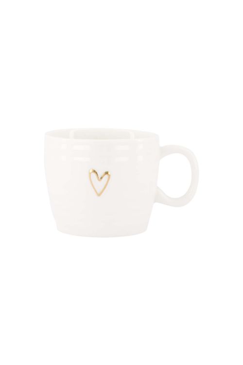 Zusss Koffiemok - Cappuccino - Hart - wit/goud