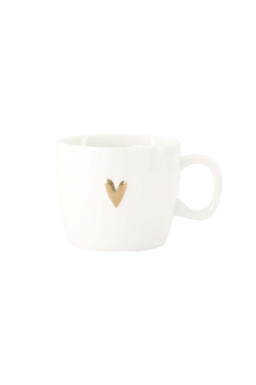 Zusss Koffiemok - Cappuccino - Hart - Wit/goud