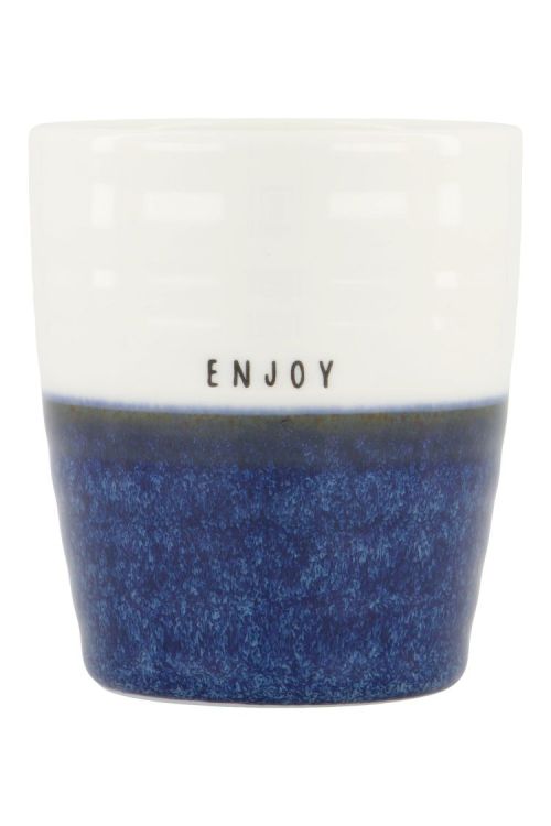 Zusss Koffiemok enjoy - Donkerblauw/ wit