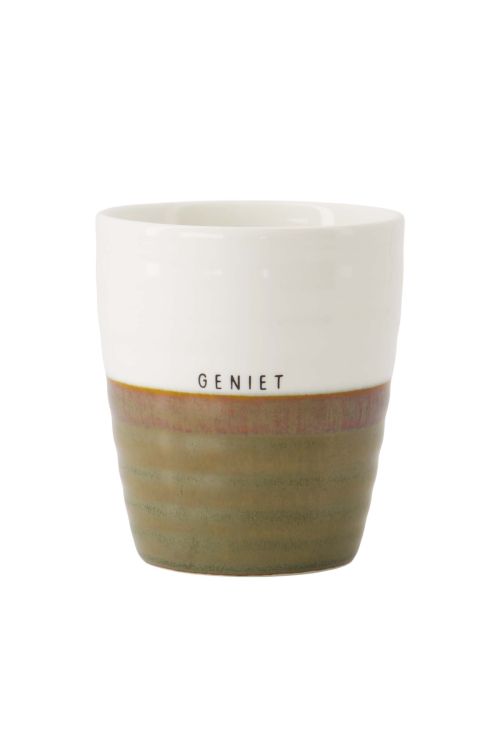 Zusss Koffiemok geniet - wit/donkergroen