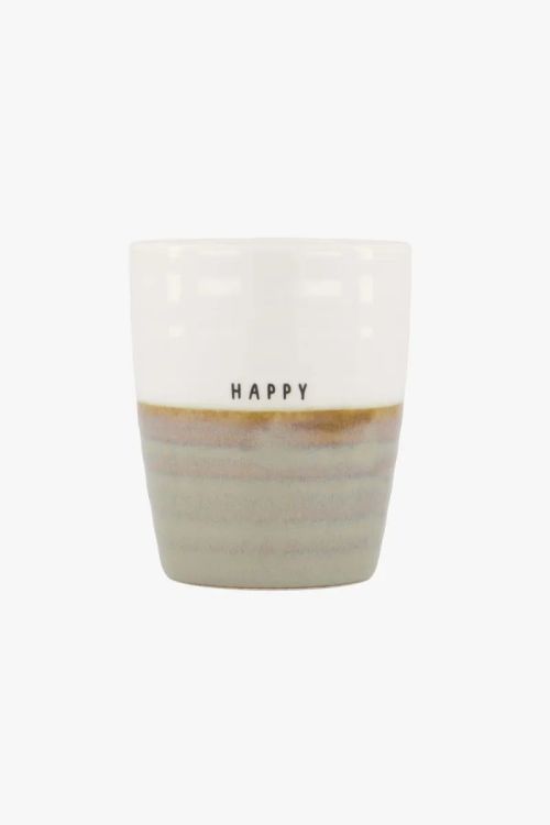 Zusss Koffiemok - Happy zand/ wit